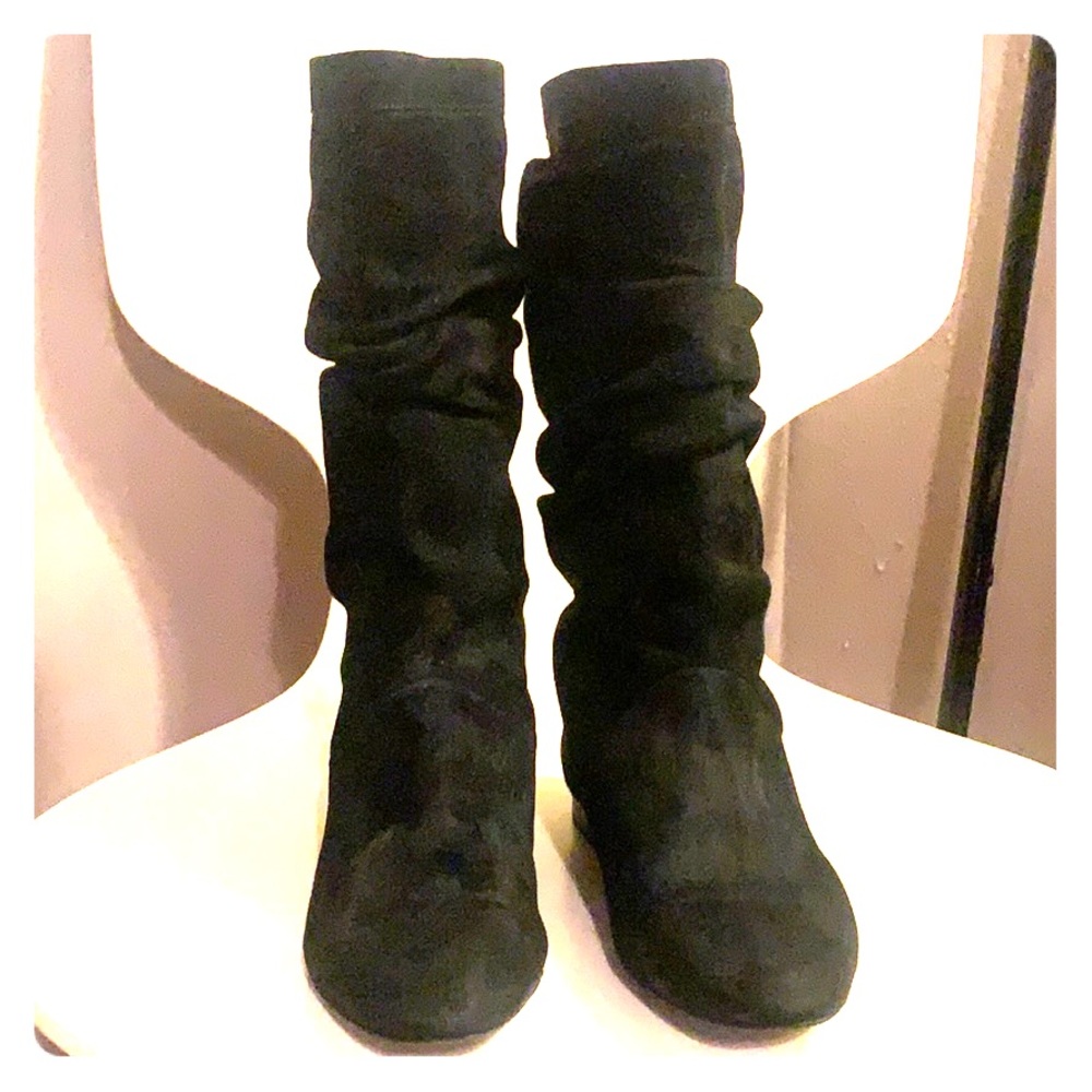 COPY - Brian Atwood black suede Slouchy low heel boots